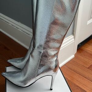 Guess Silver Stiletto Heeled Boots